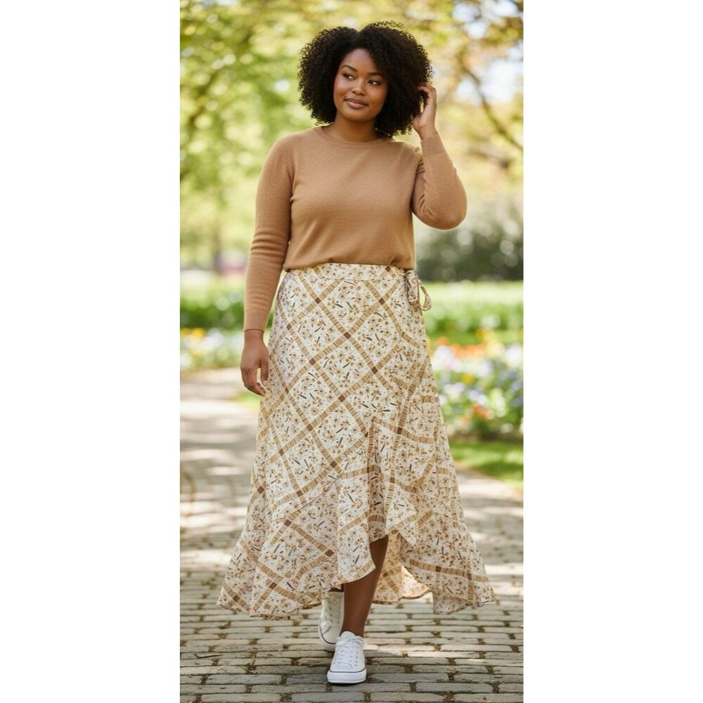 Toad & Co NWT womens Manzana Ruffle maxi skirt organic cotton XL cottagecore $90